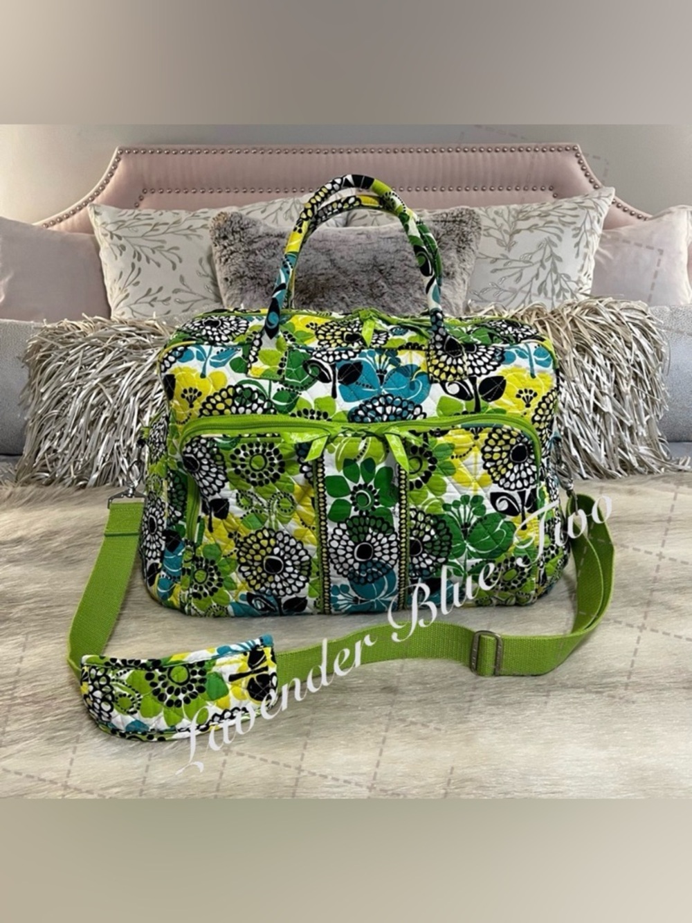 VERA BRADLEY Limes Up 2012 Weekender Trolly Bag Lightweight Yellow Green Floral